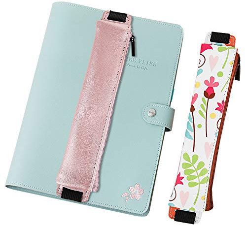 MoKo 2 Stück Federmäppchen, PU Leder Federtasche mit Elastisch Band Stiftemappe Schlampermäppchen Schulbedarf für Schulleben Stifte Textmarker Gelstift Marker Radiergummi, Gedruckt & Roségold