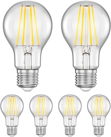 ledscom.de 6x E27 LED Leuchtmittel, A60, warmweiß (2700 K), 7,1 W, 963lm, 3-Stufen-Dimmer