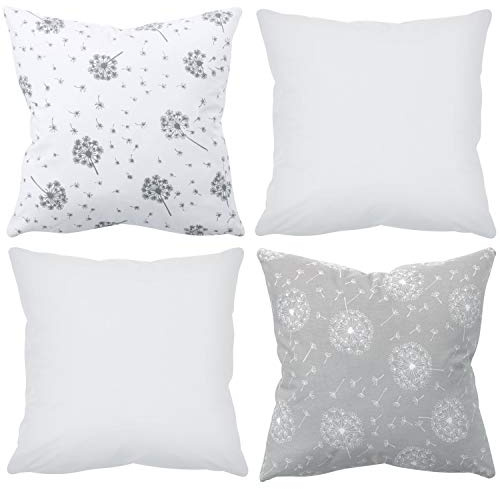 Amilian 4er-Set Dekokissen 50x50 cm (Set 07) mit Füllung und Bezug – Zierkissen Sofakissen 100% Baumwolle – Wohnzimmer Schlafzimmer Couch Balkon Deko