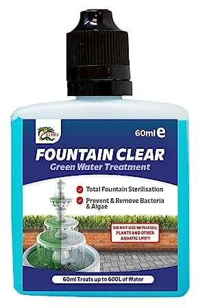 Hydra Fountain Clear Water Feature Cleaner | 60ml Treats 1,800L Highest Dilution Rates - Water Feature Treatment Keeps Water Crystal Clear from Algae, Cleans Water & Biofilm Build-up