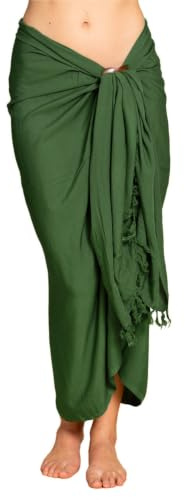 PANASIAM Sarong Tuch blickdicht - L & XXL Pareo Tuch - Lunghi Strandtuch | für Damen & Herren, als Wickelrock, Strandkleid oder leichtes Bikini Cover-up, Lunghi, weiche Viskose, mit Kokosschnalle