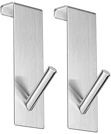 OfficeTree 2 Ganci Per Porta Sopra La Porta, in Acciaio Inox, Con Retro in Schiuma Come Protezione Superficiale - Appendiabiti de Porta - Ganci Appendiabiti - Gancio Appendiabiti - Gancio Per Porta