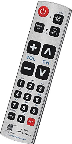 Seniors Elderly Big Button Universal Remote Control UNOCAR for Extra Large Jumbo Giant Remote, Simple Easy Basic Control and LG Samsung Sony JVC Toshiba Sharp Panasonic Technika Hitachi Polaroid TVs