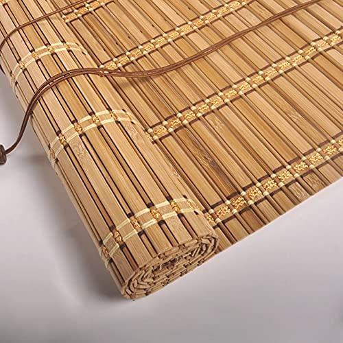 Retro Bambusrollo Raffrollo,Bambus Rollo In Natur,Sichtschutz Rollo für Fenster und Türen,Sonnenschutz,Wetterfest Bambusvorhang Für Innen Und Außen Deko,Mit Seitenzug,Anpassbar (W140xH180cm/55x71in)