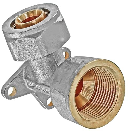 MegaHaustechnik Wandwinkel mit 1/2 Zoll Innengewinde IG Schraubfitting für Mehrschichtverbundrohr 16x2 mm (AußenØ x Wandstärke) aus Messing Verschraubung Trinkwasser geeignet