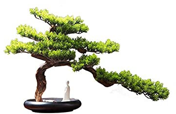 XXXXW Handmade Welcome Pine Chinese Simulation Tree Outdoor Garden Home Office Decoration Bonsai Plastic Simulation Tree Potted Fake Plant Fake Plant