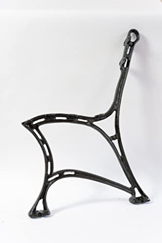 SEZAM Bankfüße aus Gusseisen Schwarz x 2 Stück, mit Rückenlehne - 51 x 36 x 75 cm, für 6 Holzbankbretter - für Gartenbänke, Seitenteil