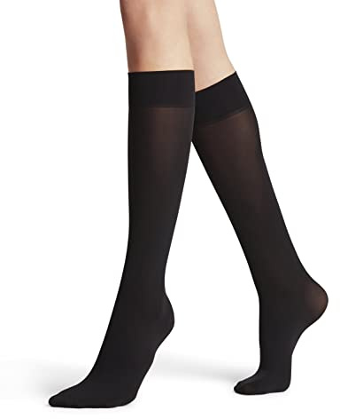 FALKE dam Knästrumpor Pure Matt 50 DEN W Kh halvt genomskinlig enfärgat 1 par, Svart Black 3009, 39-42