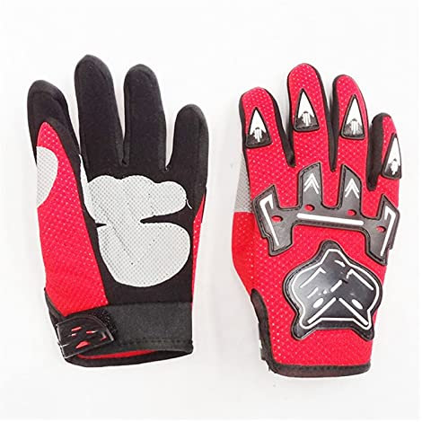 LIANYG Guanti da ciclismo guanti da moto da corsa per bambini guanti da motocross per bambini per bici da moto da tasca (colore: rosso, taglia: L)