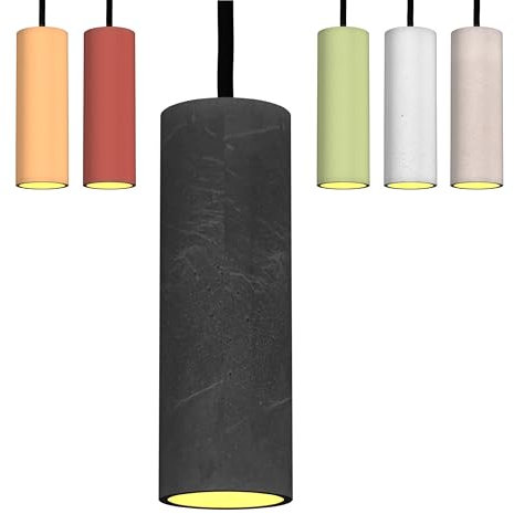 Betoniq Pendelleuchte Beton modern mittel NARA20 außen schwarz innen gold - Industrial Design Betonlampe Hängelampe mit LED Glühbirne und Fassung GU10 - Hängeleuchten & Pendelleuchten in Betonoptik