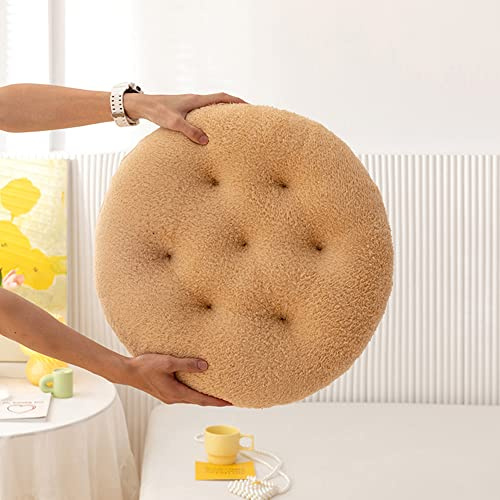 XIEMINLE Kurzes Plüsch-Sitzkissen, rundes Kissen-Stuhlauflage, Kissen weich und bequem für Esszimmer-, Büro-, Gartenstühle, Innen-Stuhlsitzauflagen Außen-Sitzauflagen, 50 x 50 cm, Kamel