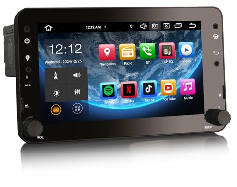 Erisin 8-Kern 4GB+64GB 7 Zoll Android 14 Autoradio Bluetooth GPS Navi Für Alfa Romeo Spider 159 Sportwagon Brera Unterstützt Wireless Carplay Android Auto WiFi DAB+ DSP USB RDS OBD2 DVB-T2 Canbus SWC