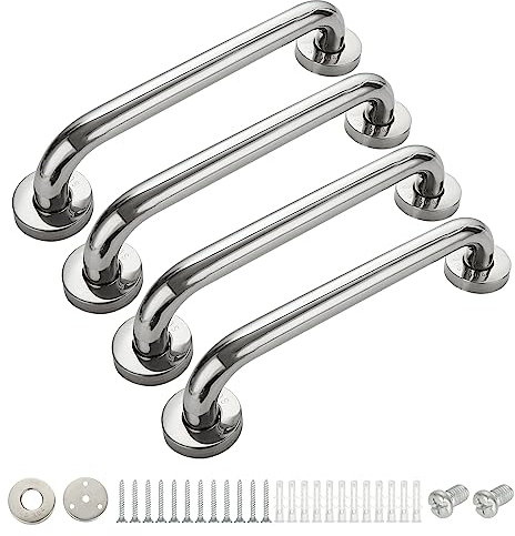 GOYADA Lot de 4 Barre d'appui de Douche, Barres d'appui de Salle de Bain 30 CM, Poignée Baignoire de Sécurité en Acier Inoxydable SUS 304, Poignée de Baignoire Murale pour Salle de Bain, Douche, WC