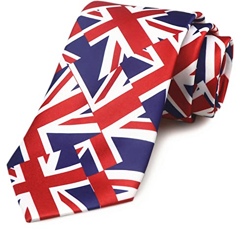 Rosiika Men British Flag Tie Patriotic England Great Britain UK Coronation Neck Tie Satin Gentleman's Necktie