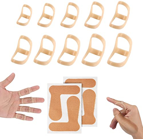 LUTER 10 Stück Ovale Fingerschiene mit 2 Daumen-Valgus-Korrektur, Trigger Fingerschiene Fingerstabilisatorschiene für Mittleren Kleinen Finger Daumen oder Ringfinger (10 Größen)