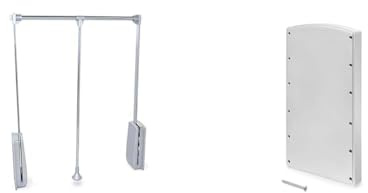 Emuca - Perchero basculante anchura 600-830mm + 2 suplementos laterales, Acabado gris metalizado