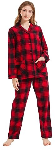 kolipajam Pyjama d'hiver en Flanelle 100% Coton Teint en Fil de Coton pour Femme