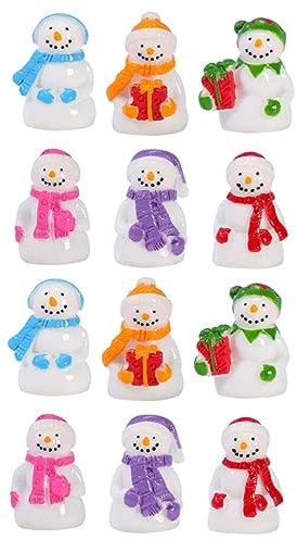 Amosfun 12stücke Miniatur Schneemann Figuren Aus Resin Teiliges Weihnachtsdekor Für Tisch Und Raumgestaltung Robuste Mikro-landschaftsaccessoires Für Festliche Anlässe Und -projekte