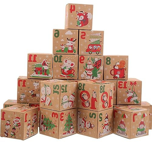 Abaodam 24pièces Boîtes à Bonbons De Noël Papier Pour Petits Gâteaux De Fête Décorations De Noël Et