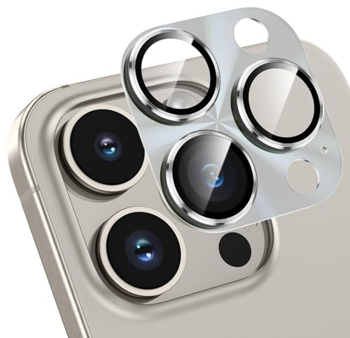 HWeggo Protection Objectif Caméra pour iPhone 15 Pro/15 Pro Max, Titan | Film en Verre Trempé 9H Ultra HD pour iPhone 15 Pro/15 Pro Max, All-in-one-Aluminiumlegierung