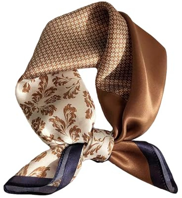 Aufeel 100% Vera Seta di Gelso Donne Piccolo Quadrato Collo Sciarpe 21 Leggero Foulard Stampato Fazzoletto da collo Confezione Regalo, Rame, Small