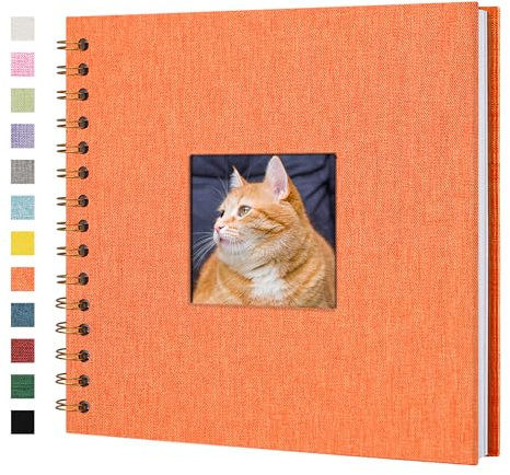 Yopih Album Fotografico con Copertina in Lino, Copertina Rigida 20 x 20 cm con Pagine di Carta Kraft Bianca, per Libro Degli Ospiti di Viaggio, Matrimonio, Natale, Baby Shower (20 fogli/40 pagine)