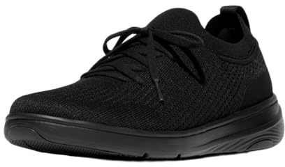 Fitflop Sneakers da Donna Super-Q Knit Slip-ON con Lacci, Nero, 37 EU