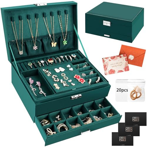 TOSUTO Schmuckkästchen 3 Ebenen,Schmuckkasten Groß,Schubladen Schmuckschatulle,Schmuckaufbewahrung,Schmuck Organizer für Ringe,Ohrringe,Halsketten und Uhren,Schmuck-Reiseetui