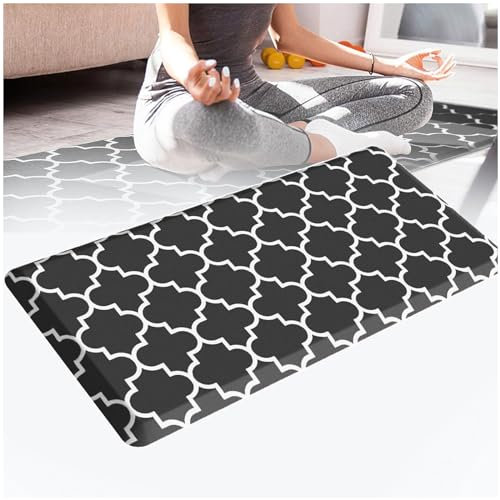 LULUMAIC Dicke Küchenmatte 0,47 Zoll, wasserdicht, leicht zu reinigen, rutschfest, ergonomisch, bequem, Stehmatte, für Hausspüle, Büro, Black-17,3×29