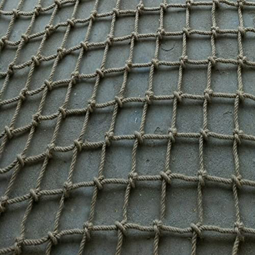 Heavy Duty Hemp Rope Climbing Net for Playground Safety Treehouse Protection Cargo Netting Swing Fence and Hammock Grid Outdoor Climbing Net with Rope Ladder Durable Safety Net for Kids and