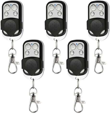 5 Pcs Garage Door Remote, 433Mhz Universal Wireless Garage Remote Control Key Fob with Key Cover Slide for Car Garage Door Gate Opener