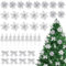 BOOMTOP 38Pcs Christmas Poinsettia Artificial Flowers Set, 2 Styles Glitter Poinsettia Flowers Artificial Berry Stems Bows with Clips for Christmas Tree Garland Party Decoration (Silver)