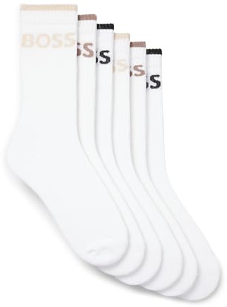 BOSS Herren 6P QS Stripe CC Sechserpack kurze Socken aus geripptem Baumwoll-Mix