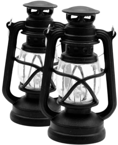 Toyvian Miniatur-Puppenhauslaterne Retro Öllampe Klein Led Petroleumlampe Sturmlaterne Für Puppenhaus Dekoration DIY Camping Licht 2 Stück