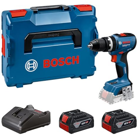 Bosch Professional 18V System atornillador a batería GSB 18V-65 (motor Brushless sin escobillas, longitud del cabezal 175, incl. 2x baterías GBA 4.0Ah, cargador GAL 18V-20, L-BOXX)