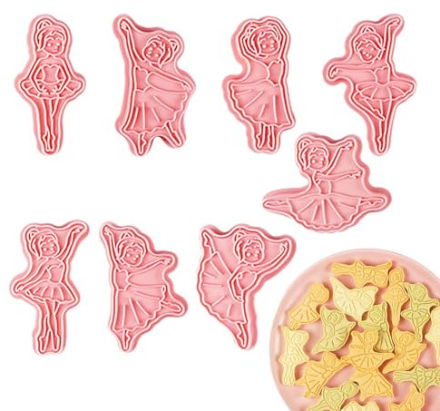 Cortadores De Galletas De Ballet: Estos Cortadores De Galletas De Bailarina Están Hechos De Material PP, 8 Piezas De Suministros De Decoración Para Hornear Galletas 3D Para | Hacer Galletas