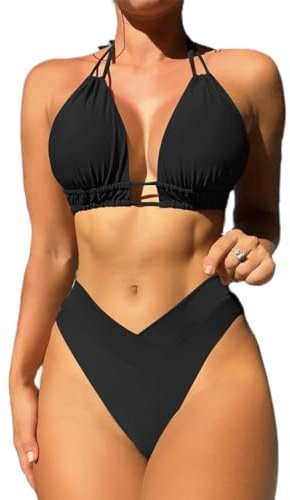 Costume Donna Due Pezzi Mare Bikini da Bagno con Top Triangolo Coppe Estraibili e Slip Vita Alta Sgambata Fantasie Vivaci Maioliche e Fiori di Sicilia Triangolo Imbottito