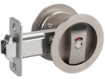 1 serrure de porte coulissante en alliage de zinc pour poche ronde invisible (argenté)
