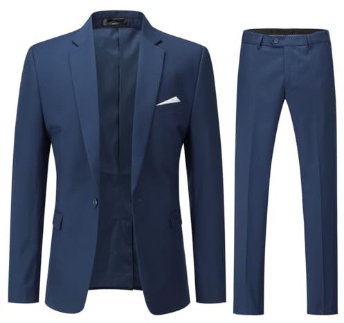 YOUTHUP Anzug Herren 2 Teilig Slim Fit Herrenanzug Business Hochzeit Modern Anzüge Sakko Anzughose, Marine, M