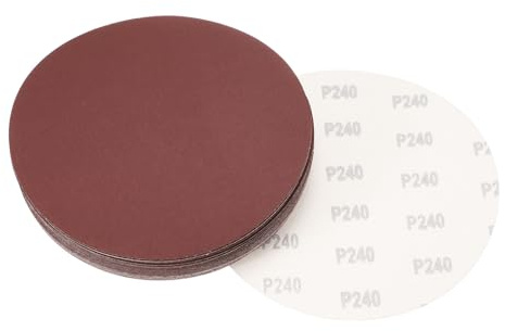 sourcing map Discos de lija de 8 pulgadas con gancho y bucle, grano 240, papel de lija de óxido de aluminio para lijadora orbital aleatoria, madera, metal, pulido en seco, 30 unidades