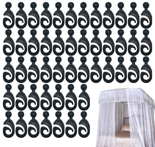 Ganchos para cortinas de cenador – 50 unidades ganchos para red de sombra, ganchos antioxidantes versátiles anillos para drape, pérgola para dormitorio, baño, patio, jardín, plantas, barandilla de