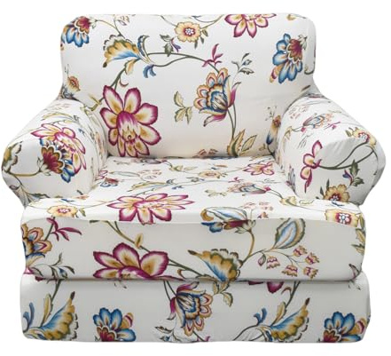 KRFOONN Stretch 2 Pieces T Cushion Chair Covers with Arms Printed Sofa Cover Armchair Slipcovers with 1 Individual T Shape Cushion Covers Furniture Protector Chair Slipcover for Living Room, A1