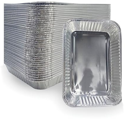 Aluminium Barbecue Drip Pans 40-Pack - Veggie Aluminium Grill Pan - Compatible with Ninja, Genesis/Q Series Grills - Heavy Duty Grease Trays- Silver(8.5x6 Inch)