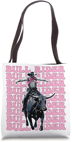 Bull Rider Bull Riding Coquette Bow Pink Ribbon Tote Bag