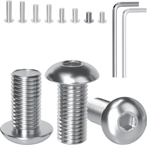 YOOPIN 60 Stück M6 x 10mm Linsenkopfschrauben Innensechskant | Flachkopfschrauben M6 Edelstahl Schrauben, 304 Edelstahl Rundkopfschrauben mit Innensechskantschlüsseln für Möbeleinbau