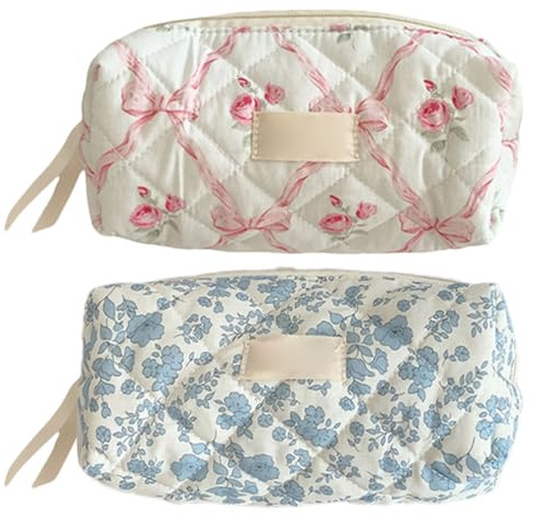 2 Stück Blumens Federmäppchen Etui Große Kapazität Federtaschen Mäppchen Stiftetasche Bleistift Beutel Federtasche Mit Reißverschluss, Schulsachen Pencil Case Für Schule Büro Mädchen Damen Student