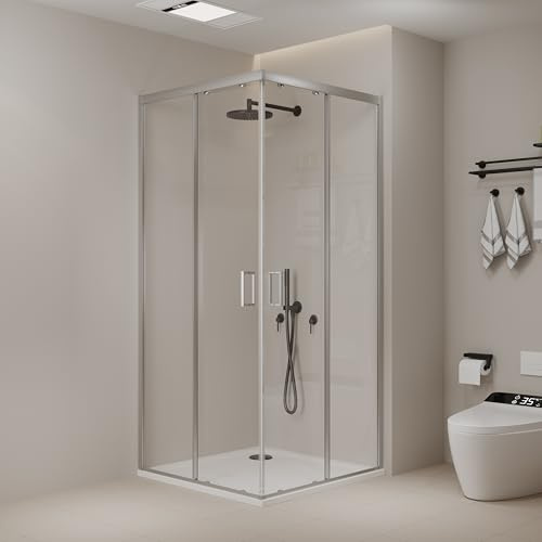 Megistore | Box Doccia PRIME 6MM h195cm in Vetro Temperato Doppie Rotelle Maniglie e Profili in Alluminio (70x90)