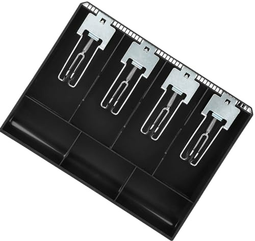 TOPINCN Morsetto/supporto in Metallo Inserto per Registratore di Cassa Vassoio per Riporre Monete Classificate Scatola per Cassiere per Inserto per Cassetto Registratore di Cassa [Negozio Al (BLACK)
