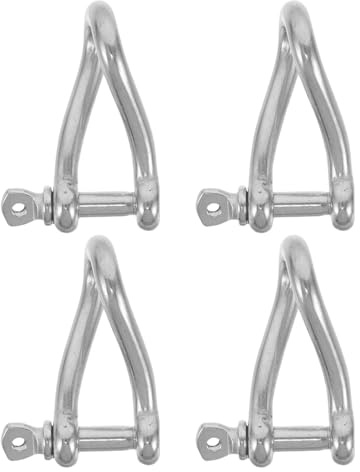 Veemoon 4pcs 4mm Stainless Steel Twist Bow Shackle Screw Pin Anchor Shackle Marine Heavy Duty Clevis for Sailing Boating Deck Hardware