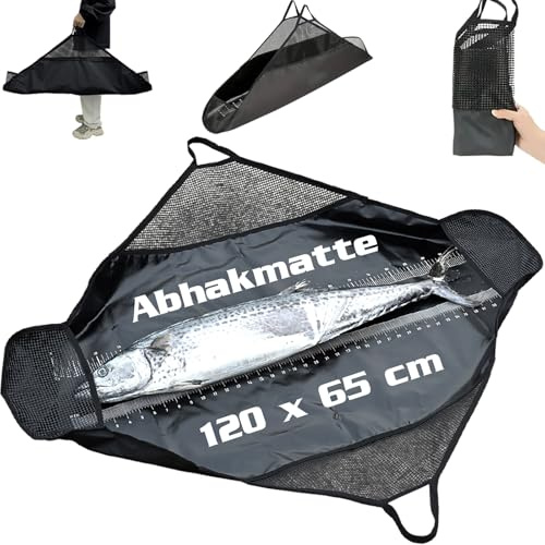 Zzxker Bolsas de Pesca Plegables,Bolsas de Pesaje de Pesca,120x65cm,con Cinta Métrica de Pesca, Impermeables con PVC,Adecuadas para Lubinas,Carpas,Bagres (A-120x65cm)